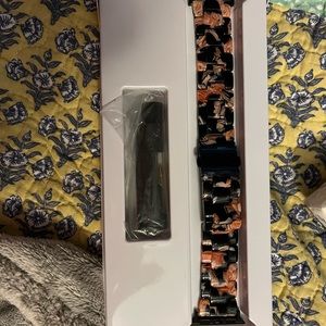 Black with pink flowers Apple watch band